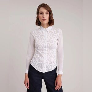 Anne Fontaine Ermine Jacquard Blouse 38 US4/6